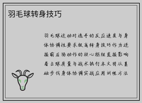 羽毛球转身技巧